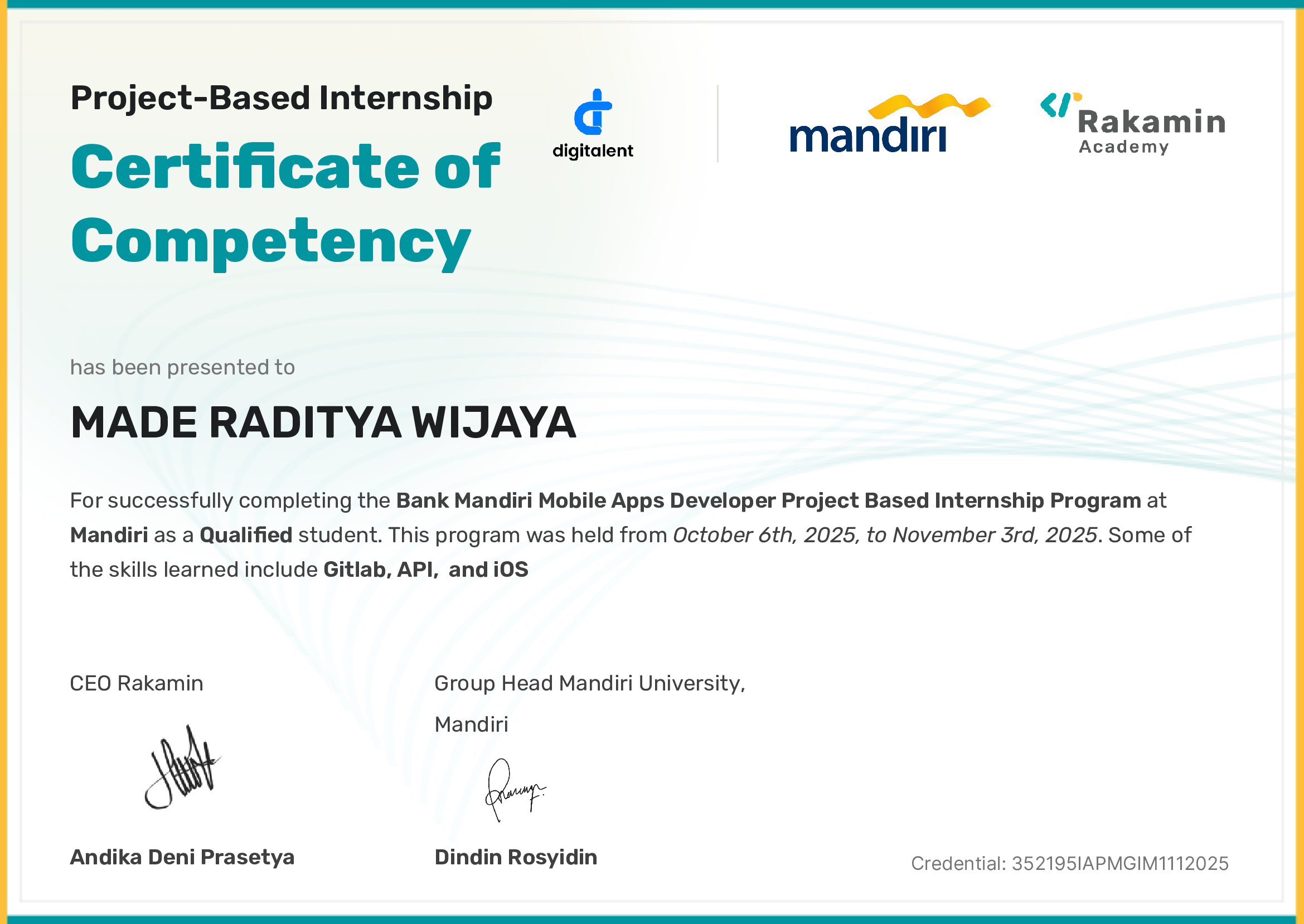 Rakamin Academy - Bank Mandiri Mobile Apps Developer