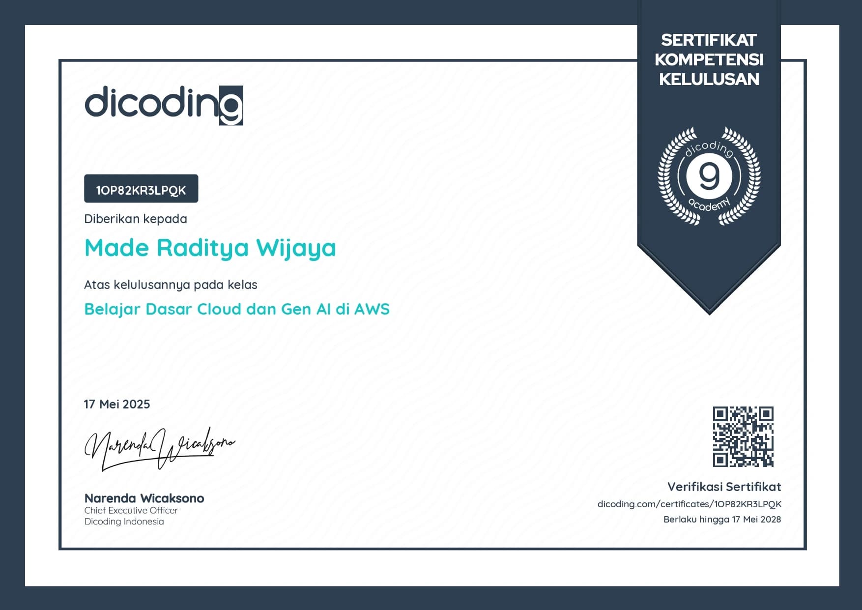 Dicoding - Cloud & Gen AI in AWS